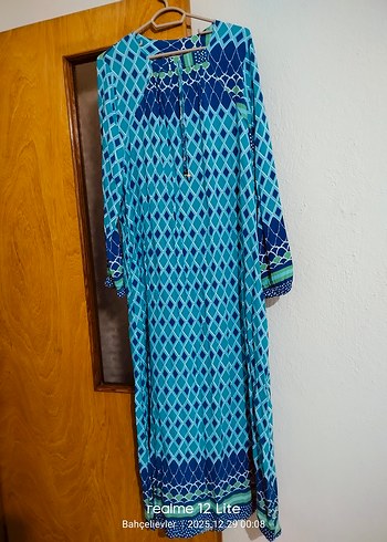 Kadın Mavi Uzun Elbise - Görsel 5