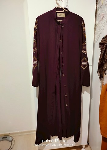 Bordo Nakışlı Bohem Kadın Uzun Elbise - Görsel 2