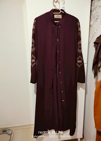 Bordo Nakışlı Bohem Kadın Uzun Elbise - Görsel 3