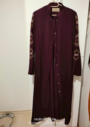 Bordo Nakışlı Bohem Kadın Uzun Elbise - Görsel 11