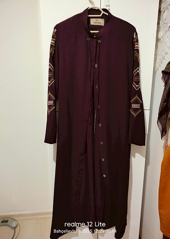 Bordo Nakışlı Bohem Kadın Uzun Elbise - Görsel 7