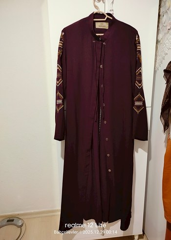 Bordo Nakışlı Bohem Kadın Uzun Elbise - Görsel 4