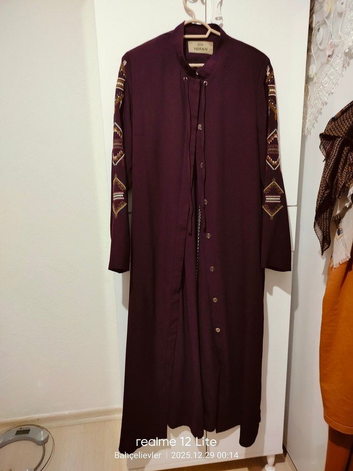 Bordo Nakışlı Bohem Kadın Uzun Elbise - Görsel 2