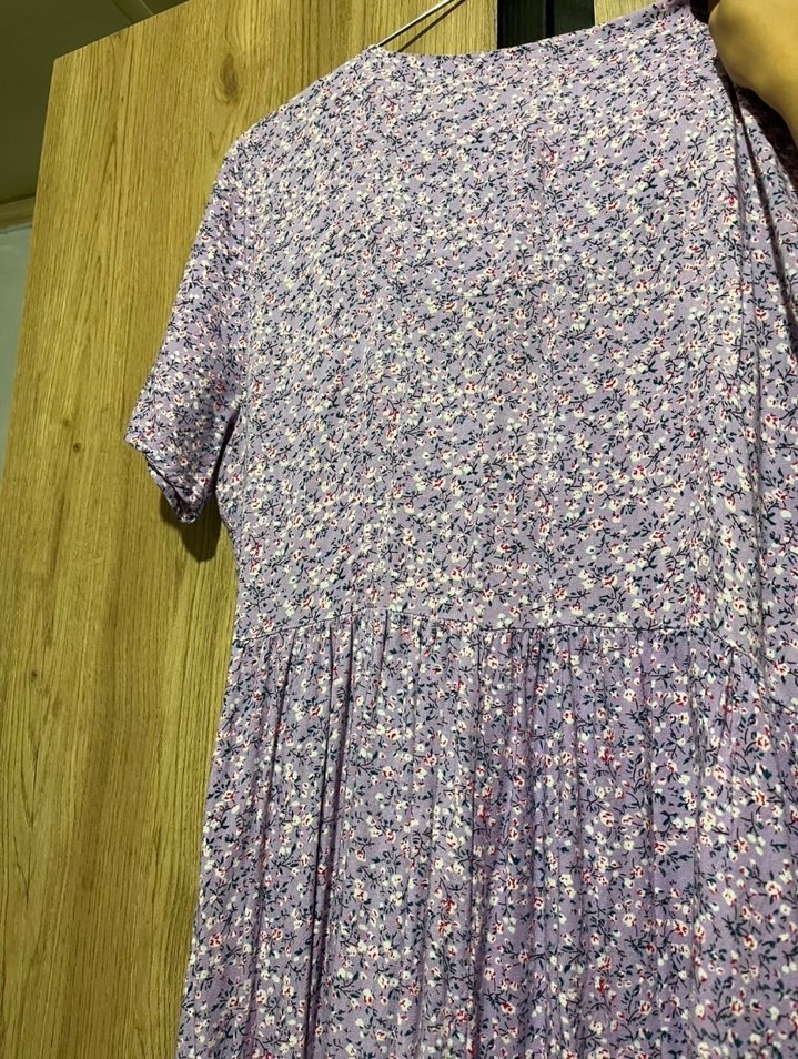 Mor Düğmeli Bohem Midi Elbise - Görsel 2