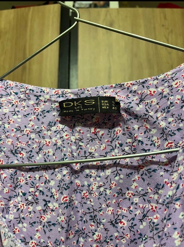 Mor Düğmeli Bohem Midi Elbise - Görsel 3