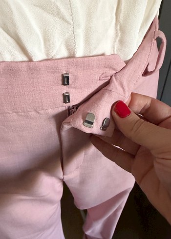 Mango Pembe Kumaş Pantolon - Görsel 8