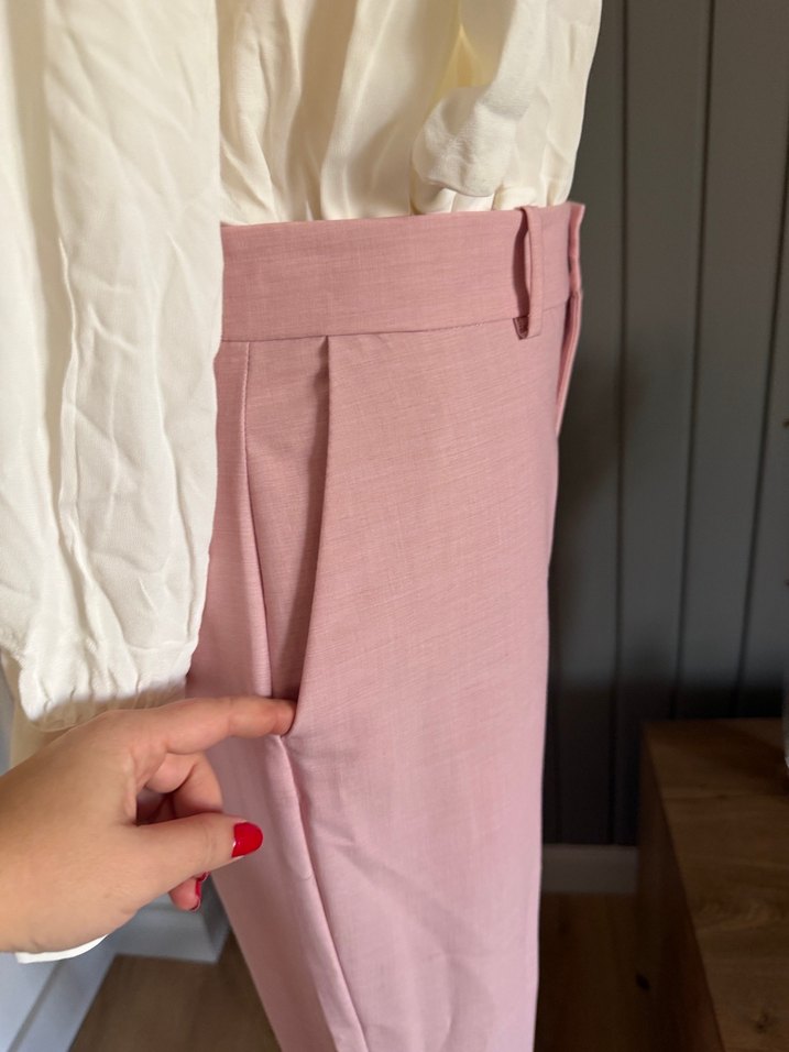 Mango Pembe Kumaş Pantolon - Görsel 5