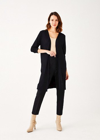 LCW Basic Siyah Penye Hırka 4XL - Görsel 6