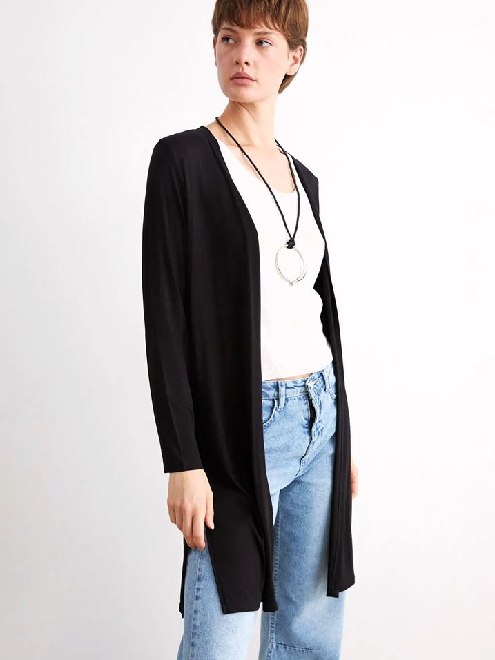 LCW Basic Siyah Penye Hırka 4XL - Görsel 2