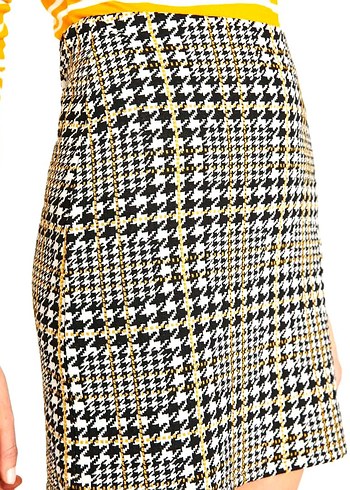 Koton Kaz Ayağı Desenli Beli Lastikli Etek XL - Görsel 2