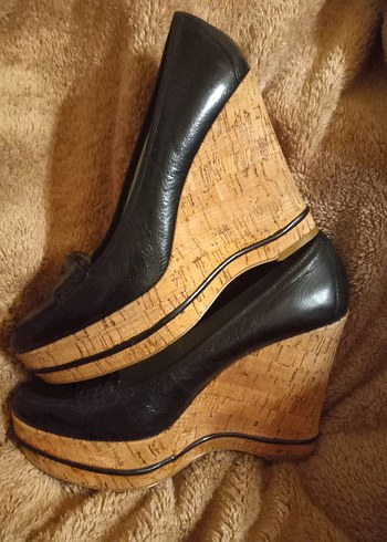 Nine West Siyah Deri Mantar Dolgu Topuklu Kadın Ayakkabı 7.5 M - Görsel 6