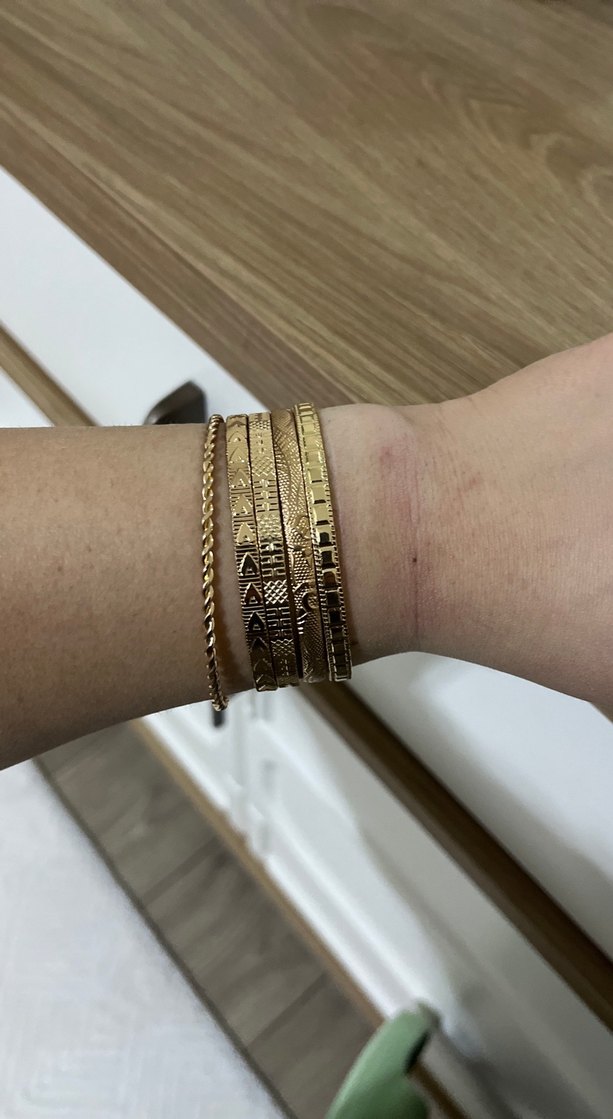 Parlak Altın Renkli Minimalist Bilezik set - Görsel 2