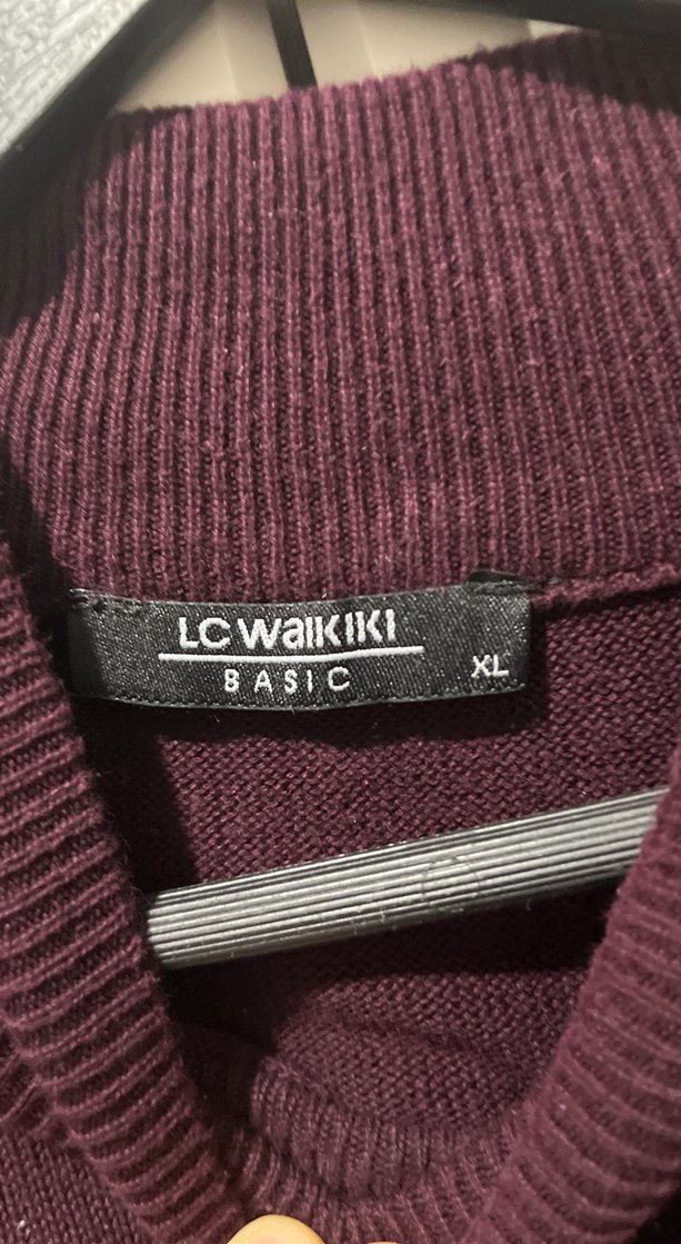 Bordo Yüksek Yaka erkek  Kazak - Görsel 2