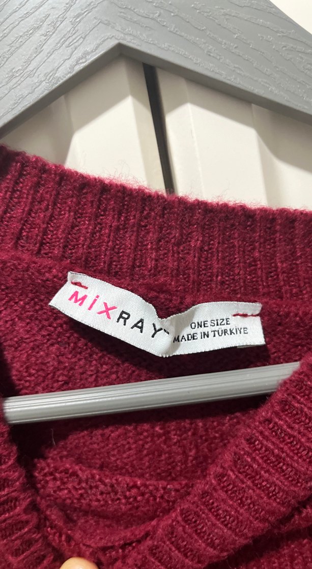 Bordo Kadın Örgü Yün Kazak - Görsel 2