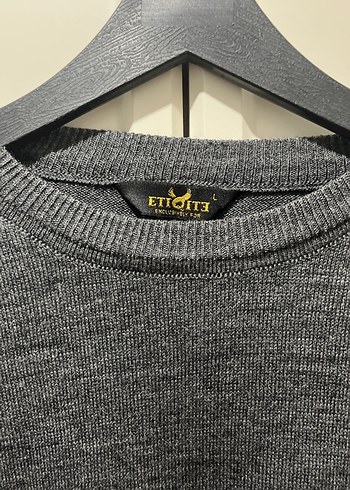 Gri Erkek Yün Kazak Uzun Kollu Bisiklet Yaka - Görsel 2