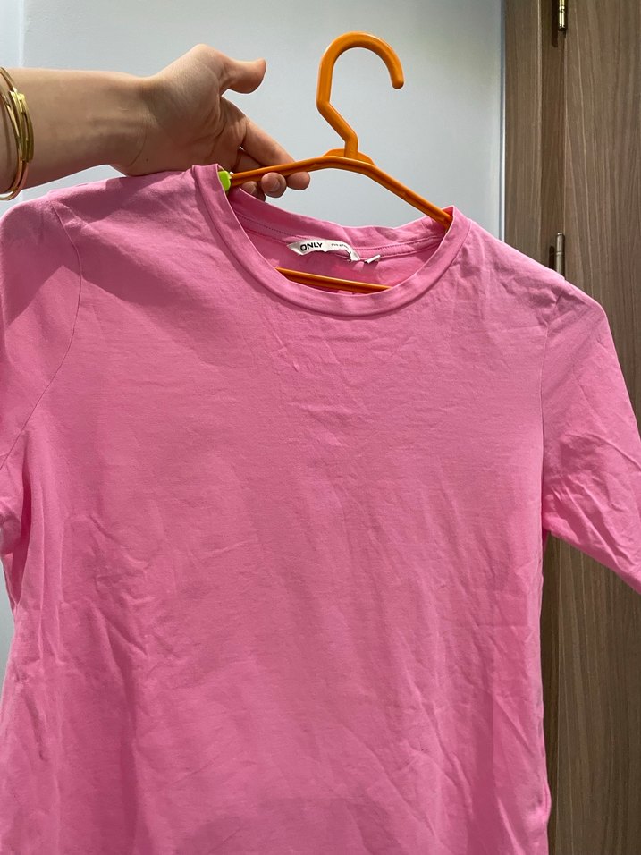 Pembe Kadın Basic Tişört - Görsel 4