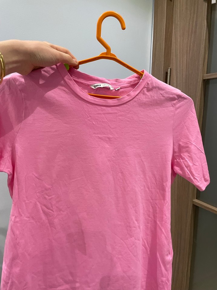 Pembe Kadın Basic Tişört - Görsel 3