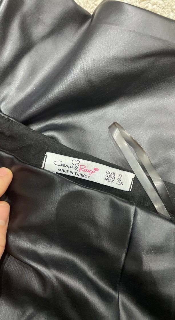 Drapeli Siyah Deri Kadın tek kol Bluz - Görsel 2