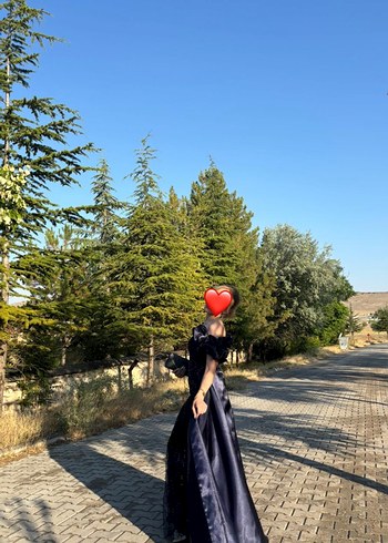 Koyu Mavi Straplez Uzun Abiye/Nişanlık - Görsel 2