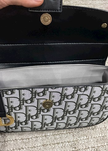 Dior Baskılı Deri Gri Kadın Çanta - Görsel 5