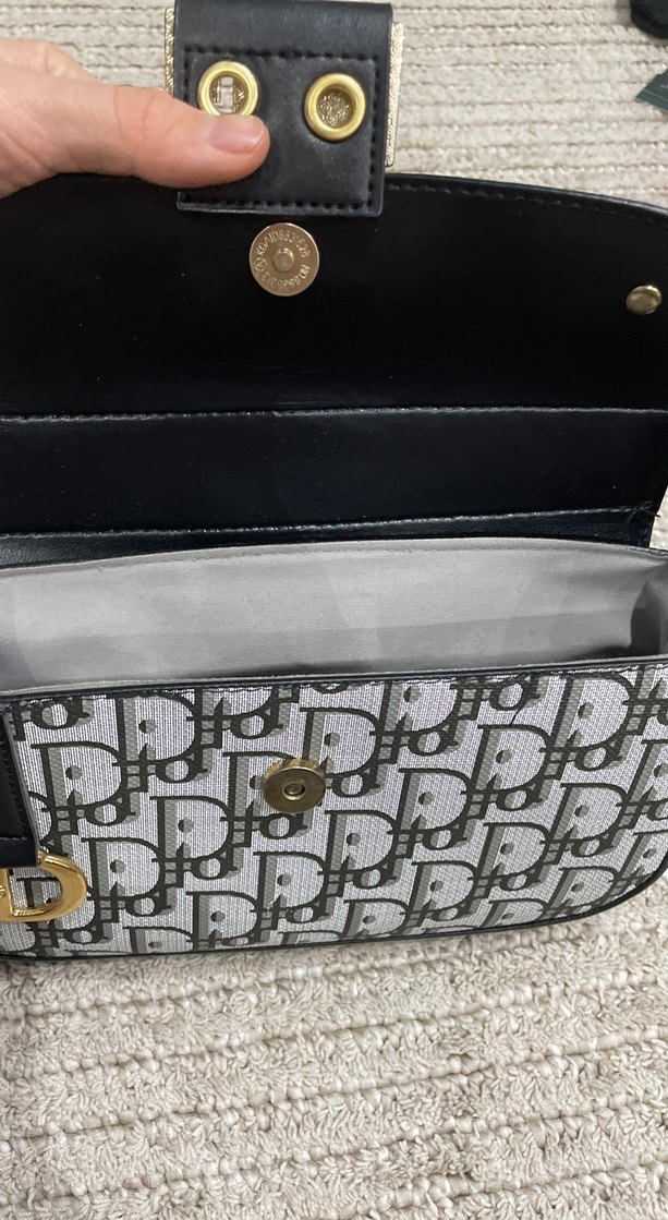 Dior Baskılı Deri Gri Kadın Çanta - Görsel 5