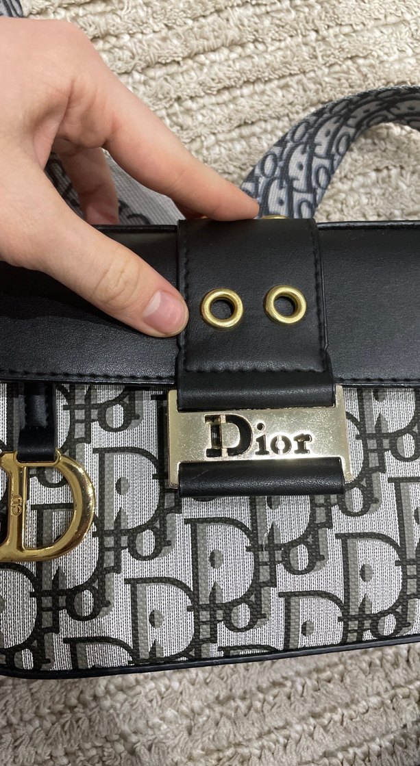 Dior Baskılı Deri Gri Kadın Çanta - Görsel 4