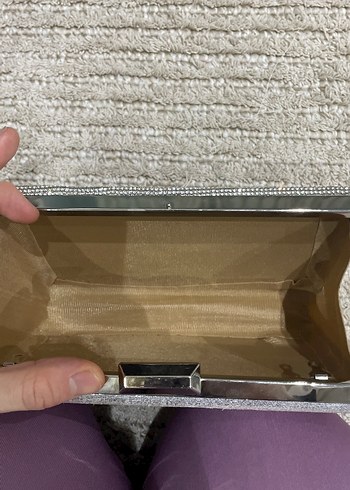 Gri Taşlı Kadın Portföy Çanta abiye çanta - Görsel 4