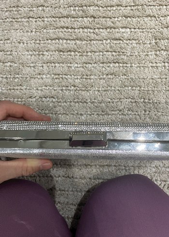 Gri Taşlı Kadın Portföy Çanta abiye çanta - Görsel 3