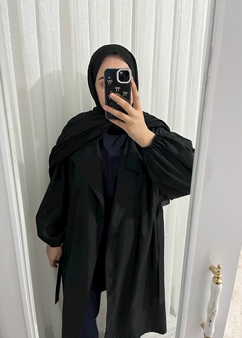 Siyah Uzun Kadın Trençkot - Görsel 2