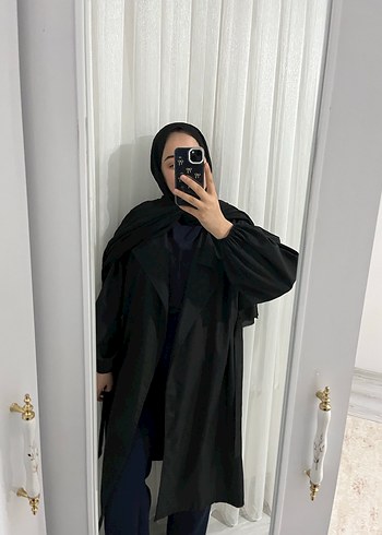 Siyah Uzun Kadın Trençkot - Görsel 3