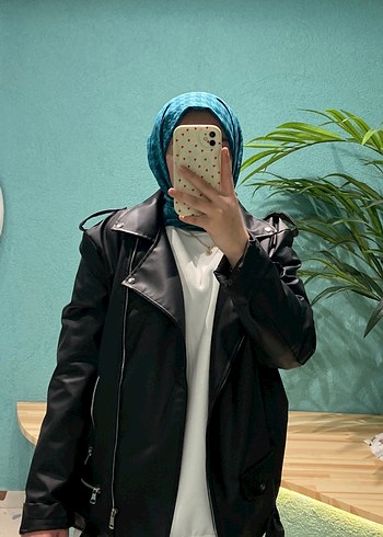 Siyah Deri Kemerli Oversize Ceket - Görsel 3