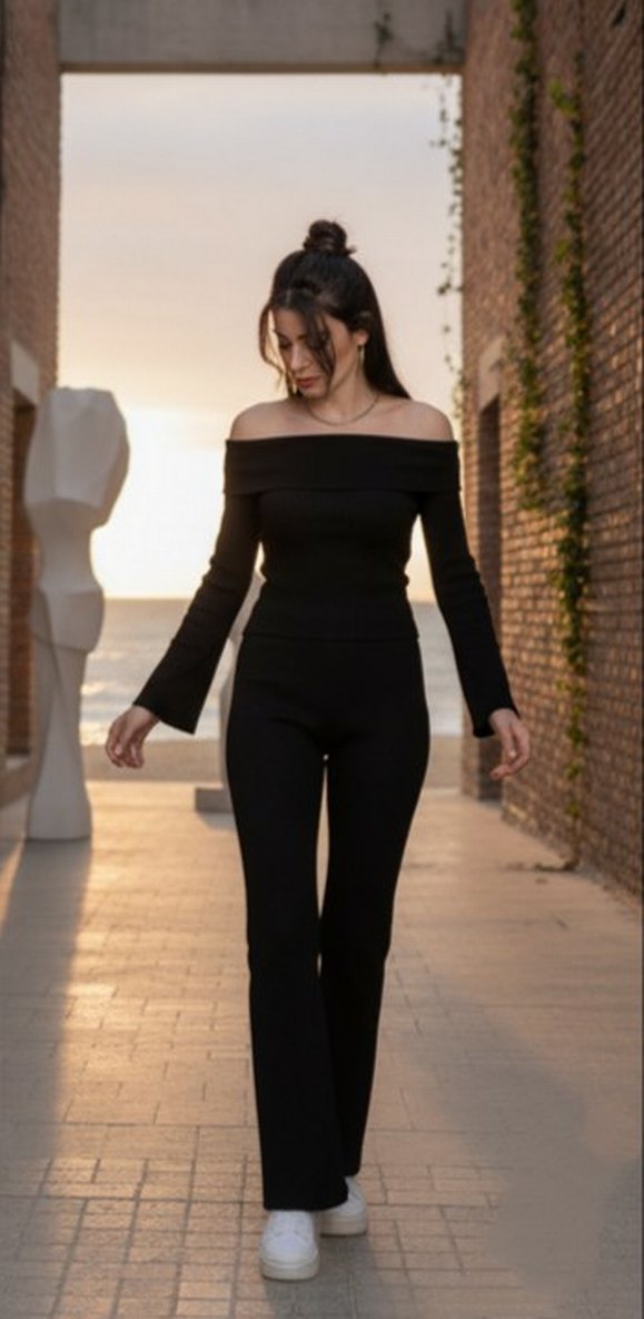 Madonna yaka kaş korse ikili takım siyah - Görsel 4