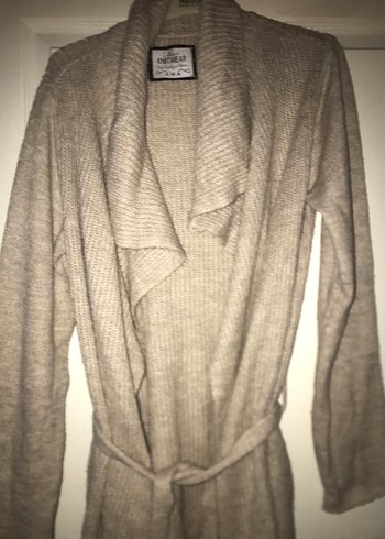 Gri Triko Kadın Hırka, Uzun Kollu, Salaş - Görsel 2