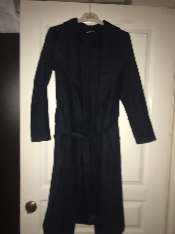 Lacivert Kadın Süet Trençkot - Görsel 2