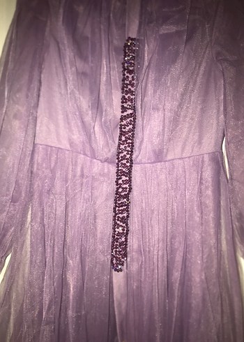 Uzun Lila Uzun Kollu Elbise - Görsel 2