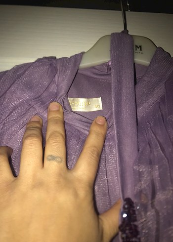 Uzun Lila Uzun Kollu Elbise - Görsel 3