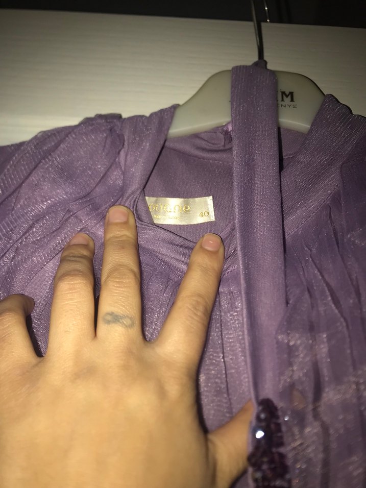 Uzun Lila Uzun Kollu Elbise - Görsel 3