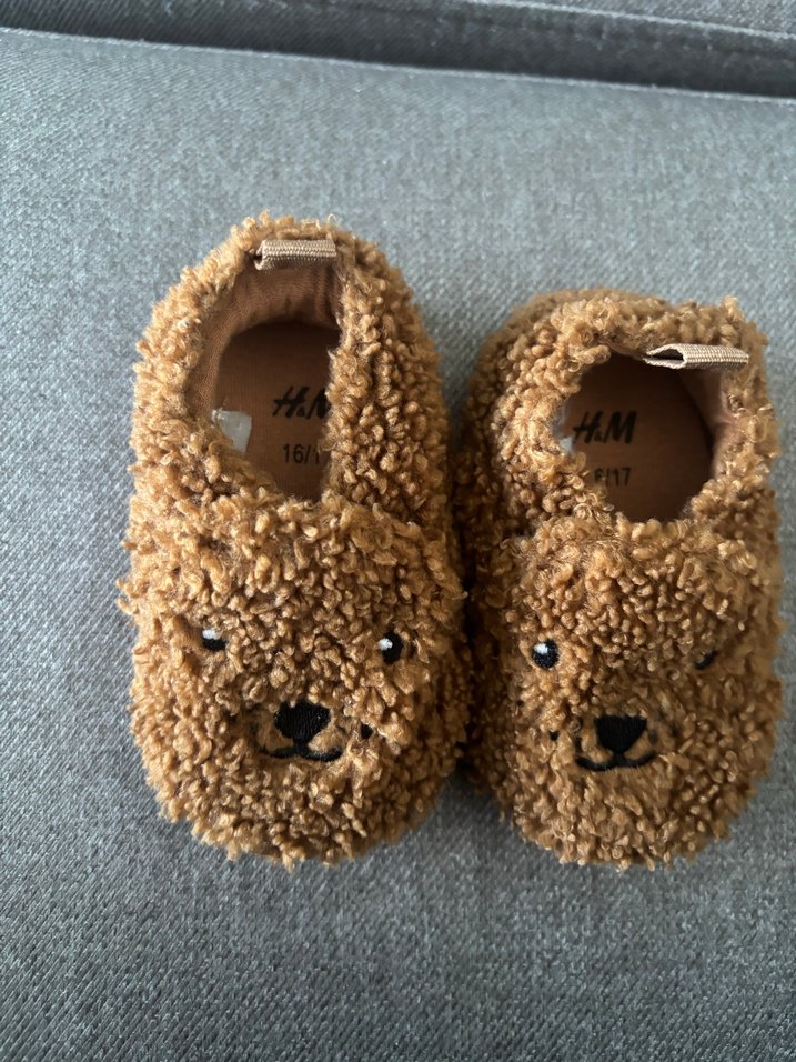 H&M Kahverengi Bebek Peluş Terlik Ev Ayakkabısı Panduf - Görsel 3