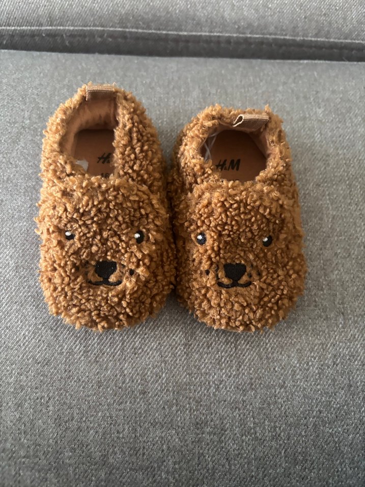 H&M Kahverengi Bebek Peluş Terlik Ev Ayakkabısı Panduf - Görsel 2