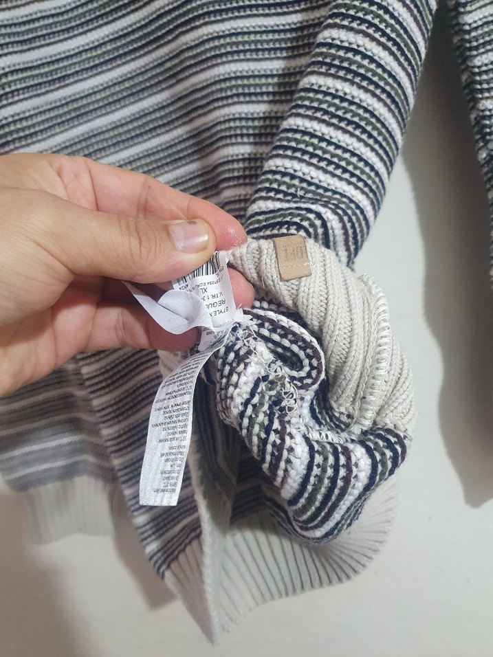 Loft Erkek Gri Çizgili Kazak XL - Görsel 2