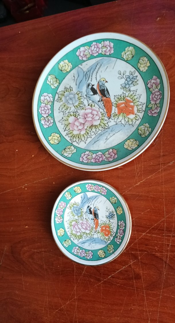 Güral porselen Çiçek ve Kuş Desenli Turkuaz Tabak Seti - Görsel 4