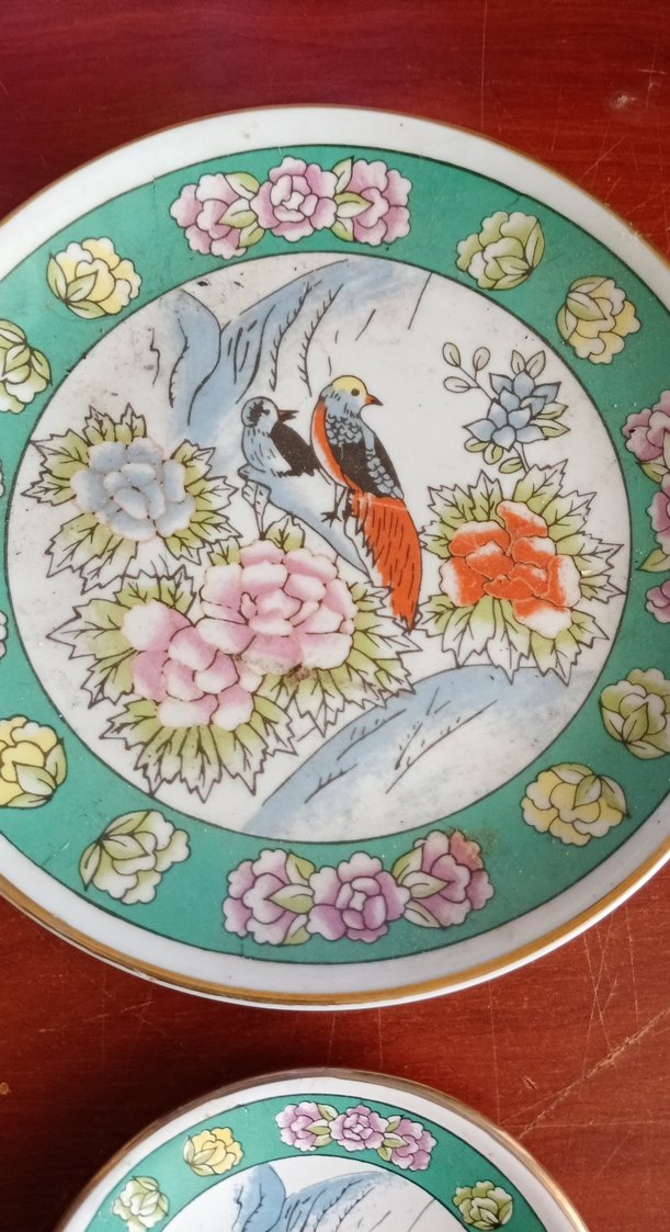 Güral porselen Çiçek ve Kuş Desenli Turkuaz Tabak Seti - Görsel 2