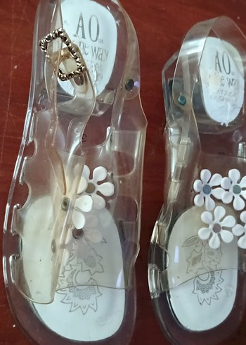 şeffaf Beyaz Çiçek Desenli bayan Sandalet - Görsel 4