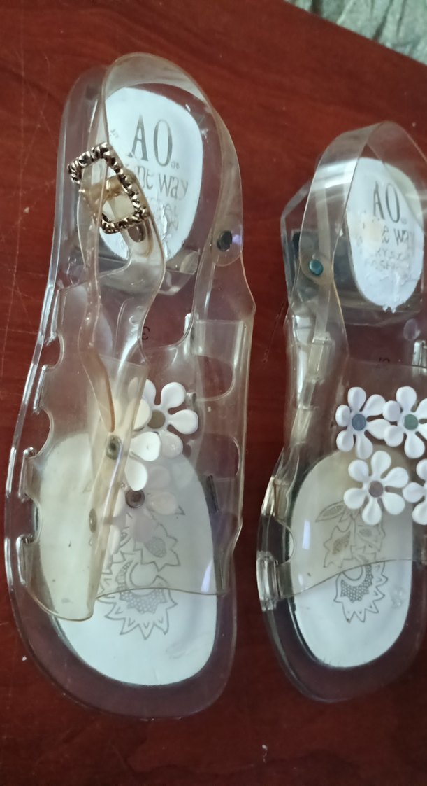 şeffaf Beyaz Çiçek Desenli bayan Sandalet - Görsel 4