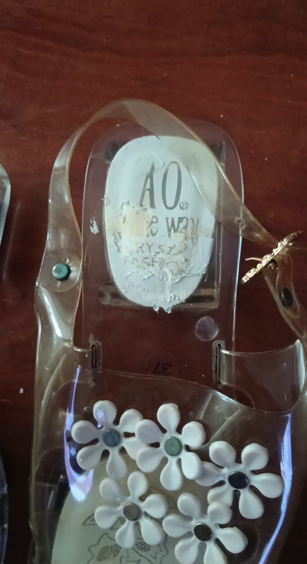 şeffaf Beyaz Çiçek Desenli bayan Sandalet - Görsel 3