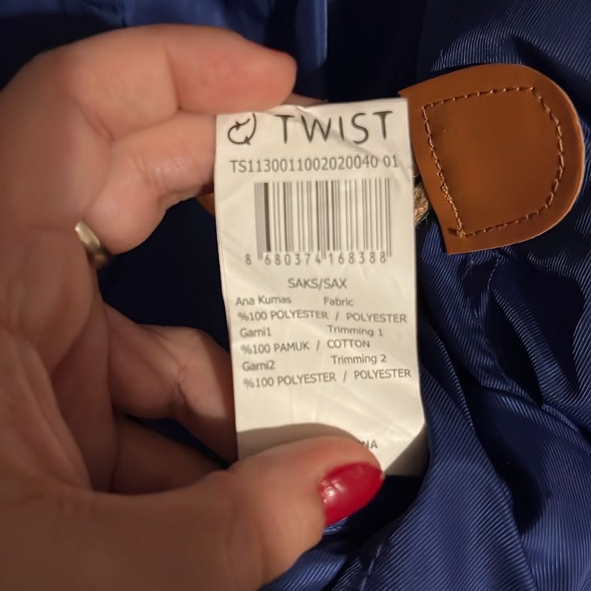 Uzun Lacivert Kadın Düğmeli Yağmurluk - Görsel 4