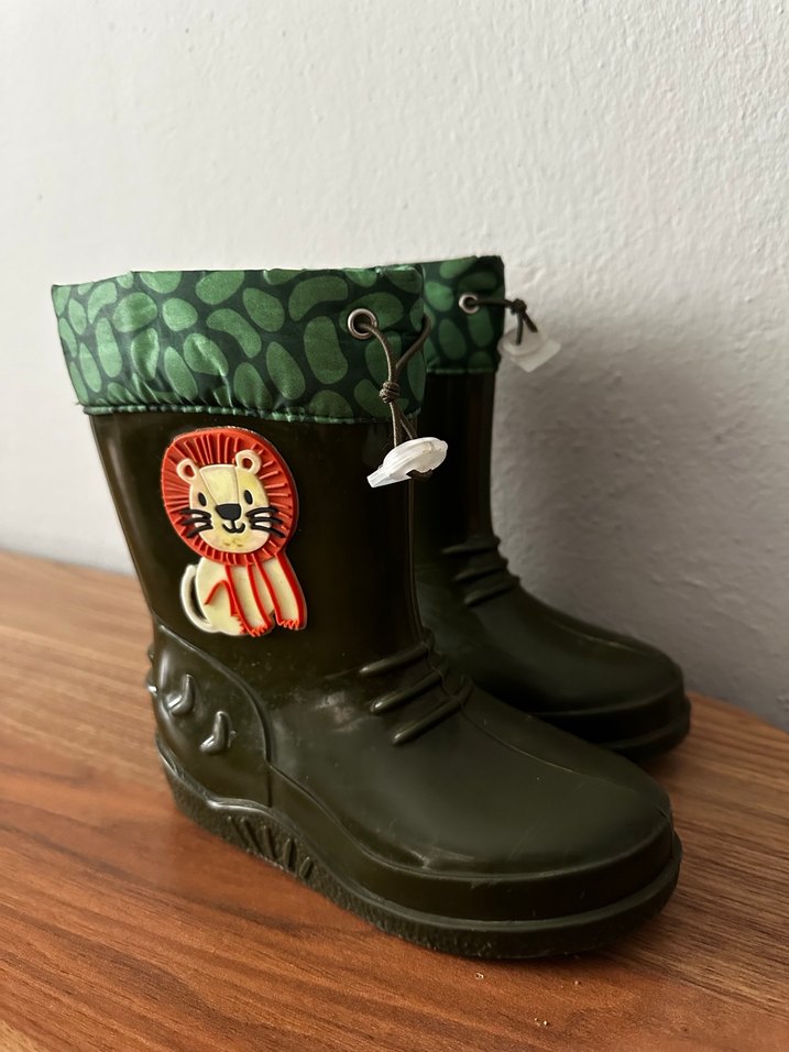 Koyu Yeşil Leopar Desenli Erkek Çocuk Yağmur Çizmesi - Görsel 2