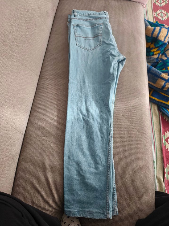 Mavi Rahat Kesim Kot Pantolon - Görsel 2