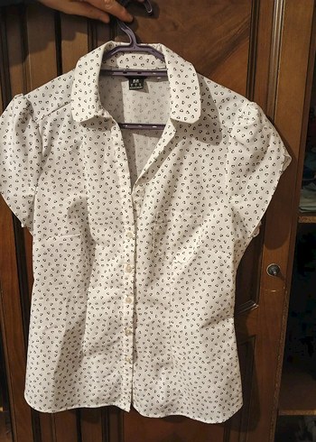 Vintage Desenli Kısa Kollu V Yaka Gömlek - Görsel 7