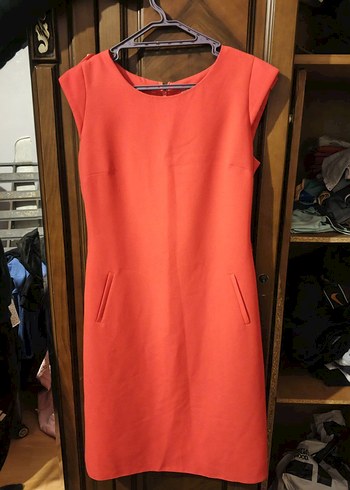 Kırmızı V Yaka Midi Kadın Elbise - Görsel 2